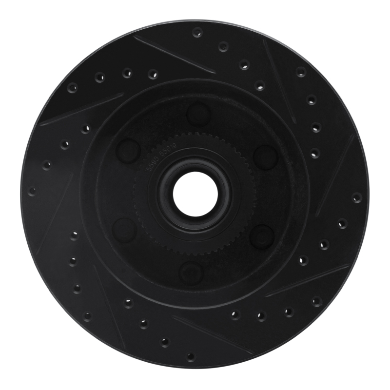 Chevrolet C2500 Brake Rotor (1) - Front Left - R1 Concepts - Drilled & Slotted - Black - `94-`02